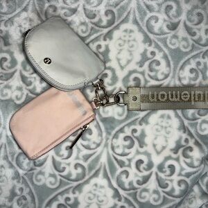 lululemon athletica Pink and Light Gray Key & Card Holder Set with Strap